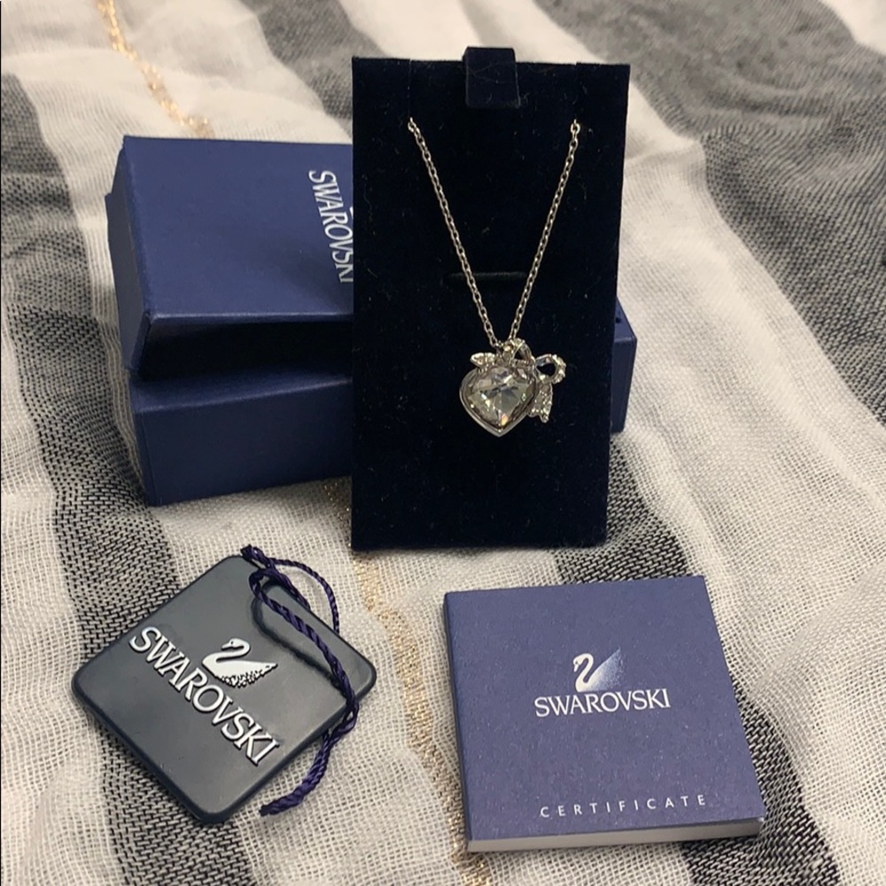 Swarovski Crystal Heart and Bow Necklace
